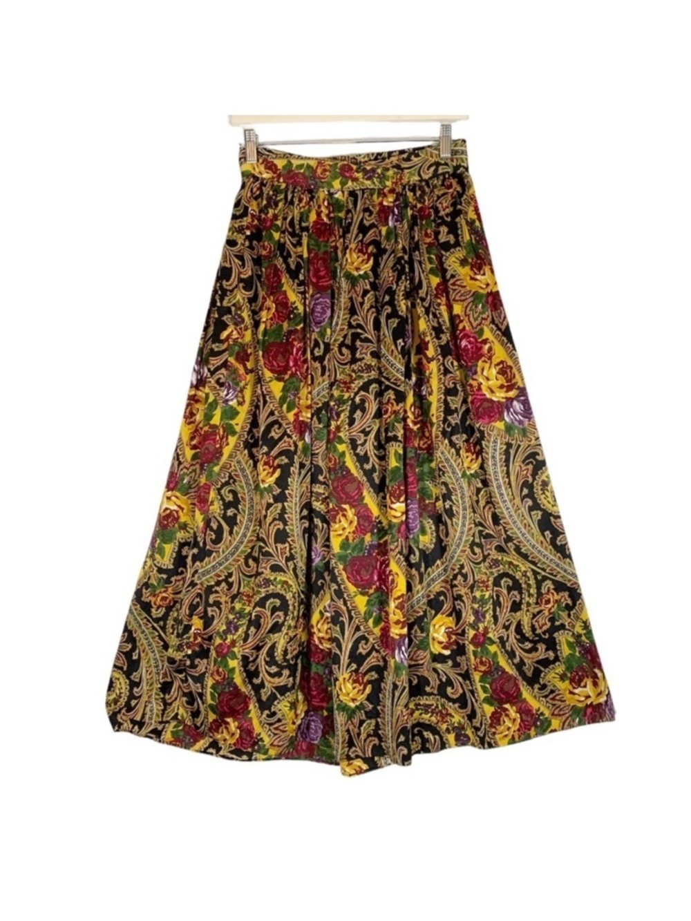 ❤️Vintage 90s 100% Silk Skirt, Dark Florals, Paisley, Dark Femme